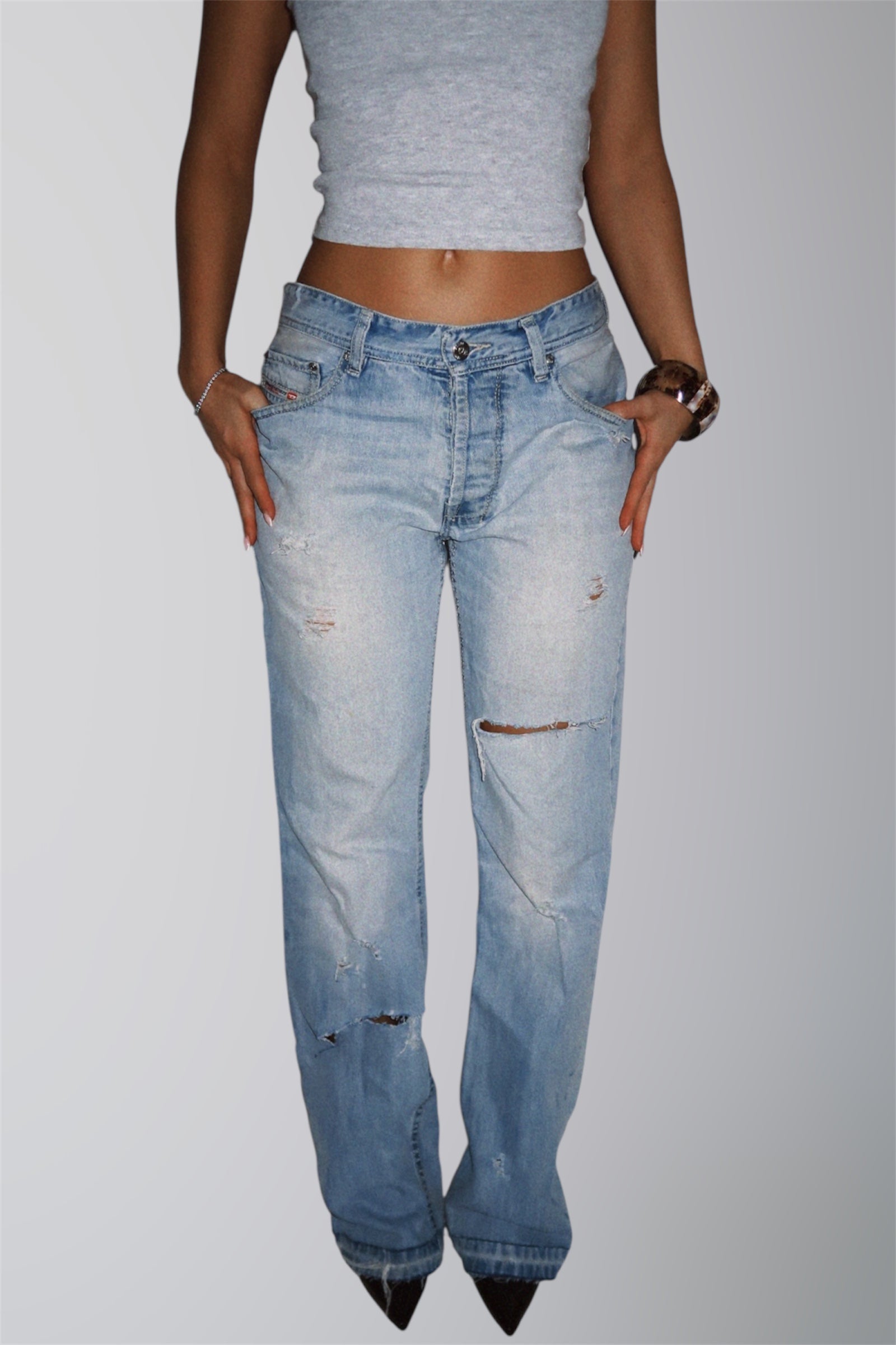 AURA DENIM RE WORK LOW WAISTED STRAIGHT LEG JEAN W30 L41