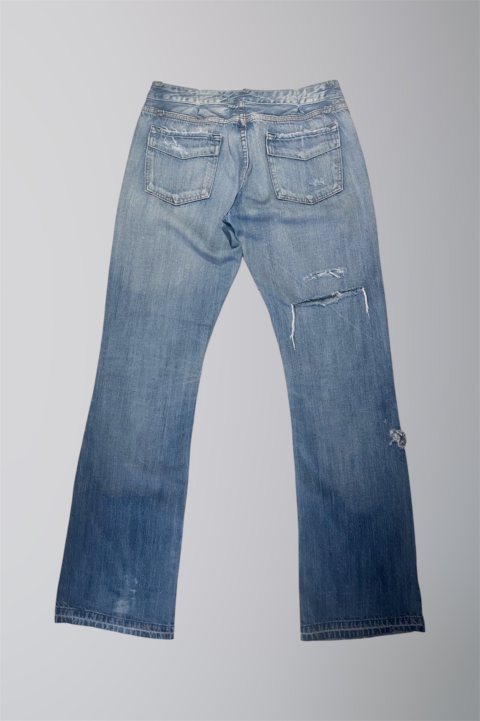 AURA DENIM RE WORK LOW WAISTED PATCH FLARE JEAN W28 L41