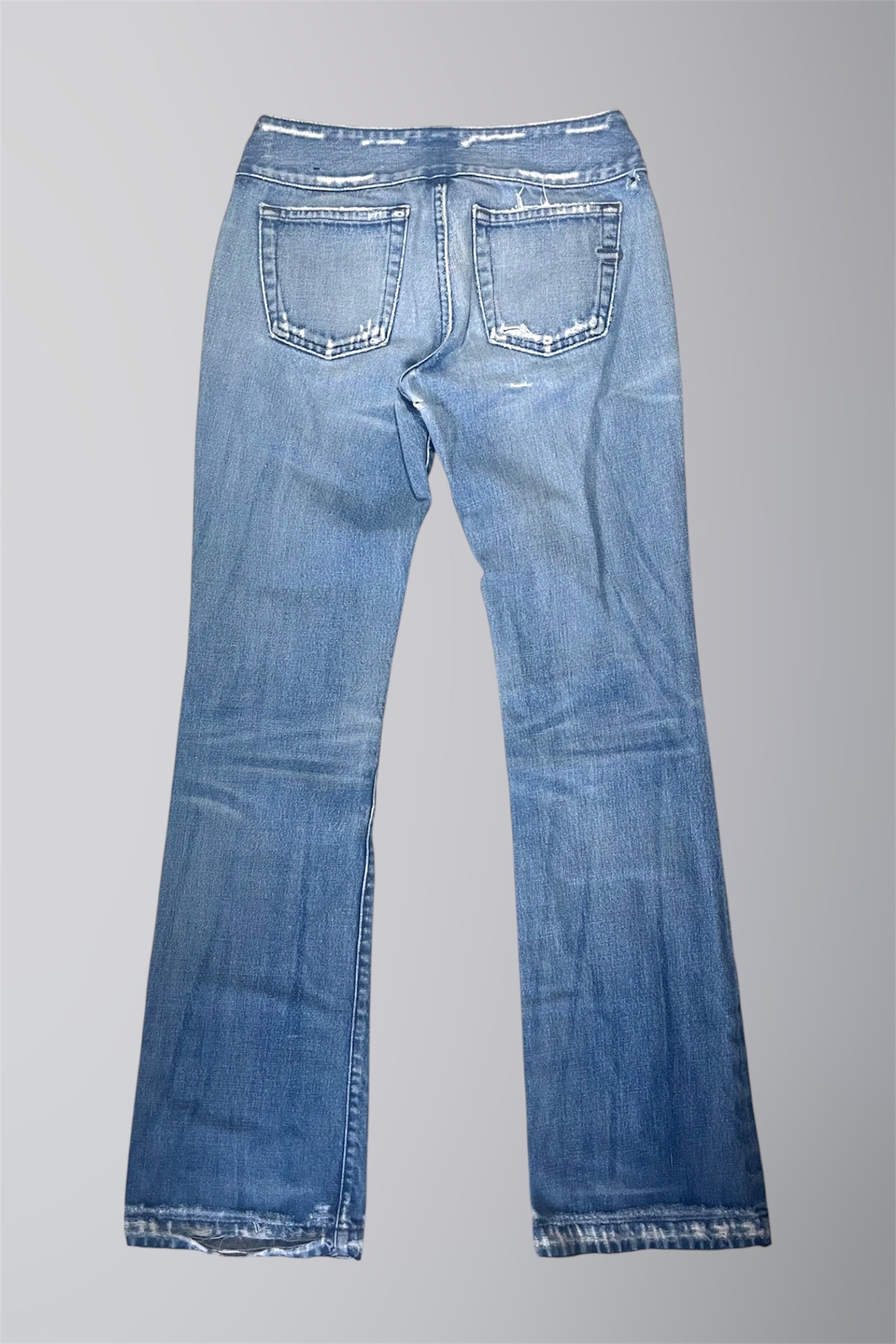 AURA DENIM RE WORK LOW WAISTED BELT FLARE JEAN W26 L40