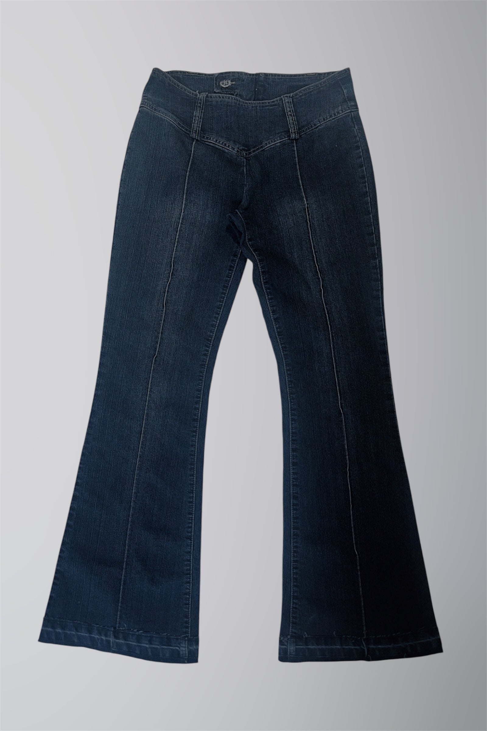 AURA DENIM RE WORK DARK BLUE LOW SCOOP WAISTED FLARE JEAN W28 L41